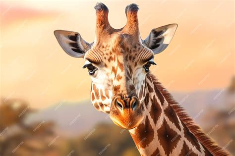 Premium AI Image | A giraffe with a sunset in the background