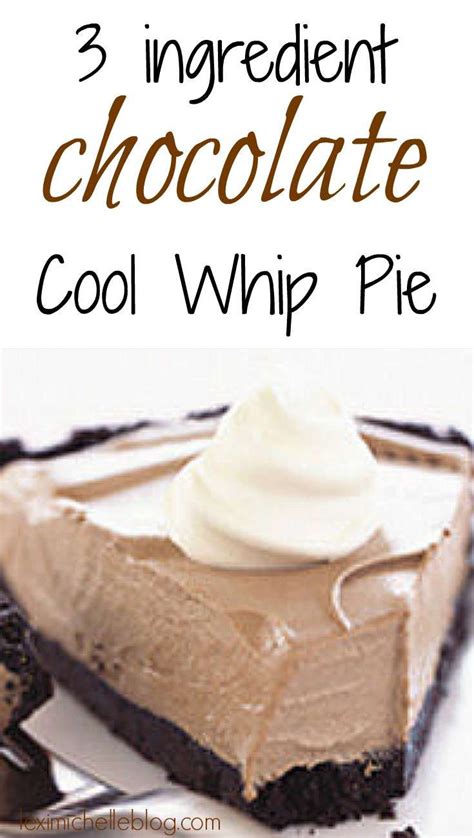 Chocolate Cool Whip Pie- 3 ingredients! | Chocolate pie recipes ...