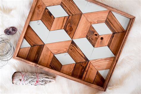 DIMENSIONS Wood Tray Geometric Wood Wall Art Wood Catch - Etsy