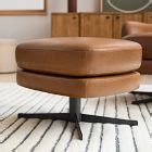 Viv Leather High-Back Swivel Chair Ottoman | West Elm