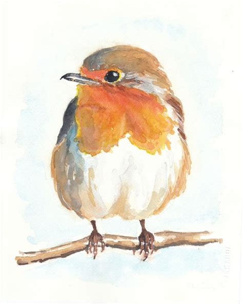 English Robin O.R.I.G.I.N.A.L Watercolour Painting 8x10