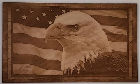 Glowforge laser ready file American Flag Eagle wood engraving | Etsy