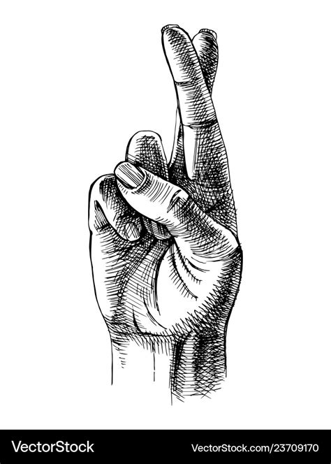 Fingers crossed sketch Royalty Free Vector Image