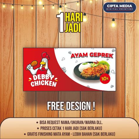 Jual Spanduk ayam geprek banner ayam geprek free design | Shopee Indonesia