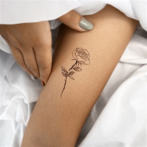 Fine Line Rose Temporary Tattoo set of 3 - Etsy Australia