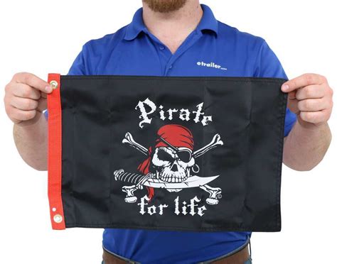 Taylor Made Pirate Boat Flag - Pirate for Life - 12" Tall x 18" Long - Nylon Taylor Made Boat ...