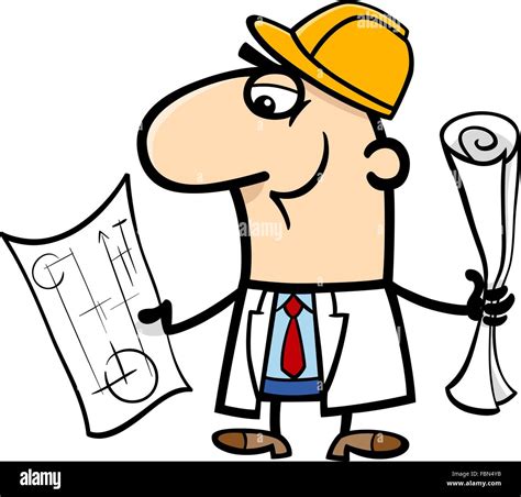 Cartoon Illustration of Funny Structural Engineer with Plans Stock Vector Image & Art - Alamy