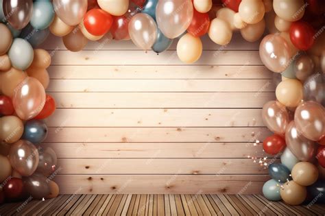 Premium AI Image | Happy Birthday Celebration Background Balloons Around ai generated