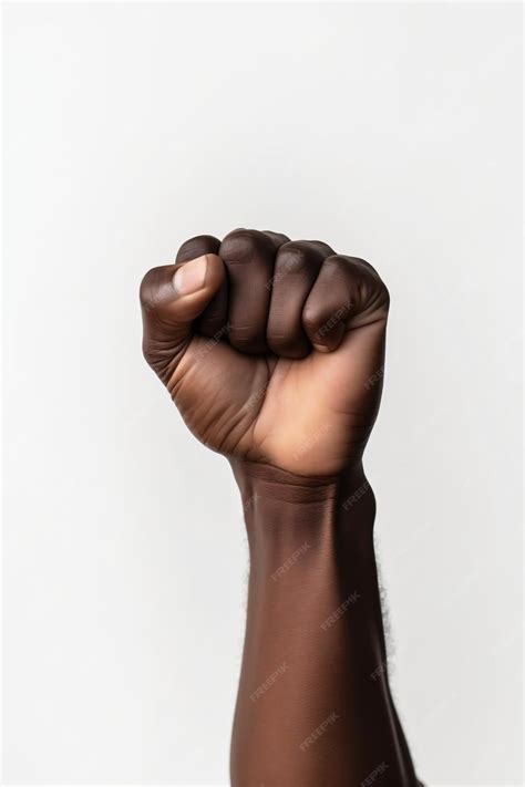 Premium Photo | Revendicative black fist raised in the air black activism protest gesture