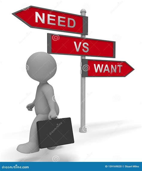 Want Vs Need Priorities Signpost Depicting Importance of Necessities ...