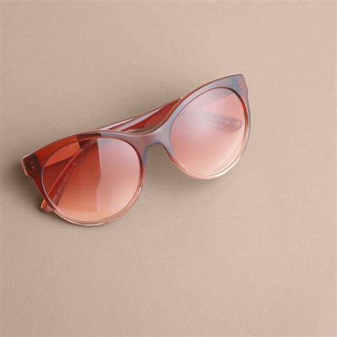 Check Detail Round Frame Sunglasses in Rose - Women | Burberry United ...