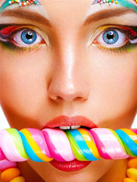 Face, blue eyes, Candy Cane, colorful, HD phone wallpaper | Peakpx