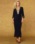 NicoBlu® Noor Long Black Tunic Dress with Gold Embellishment