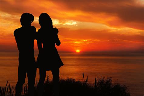 Sunset Couple Love Silhouette Free Stock Photo - Public Domain Pictures