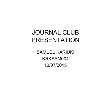 Journal club presentation 10 07 2015