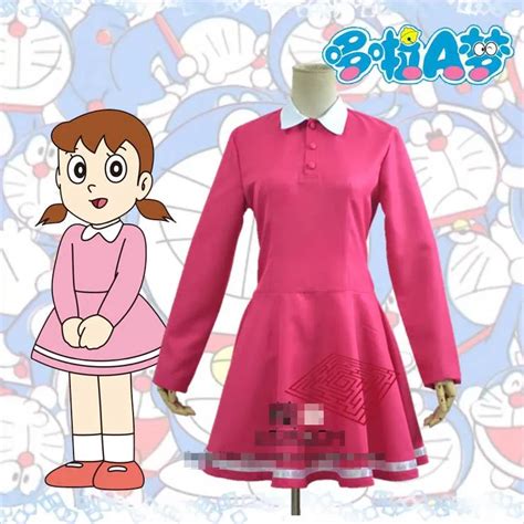 Doraemon Shizuka Uniforms Cosplay Costume Free Shipping-in Dresses from ...