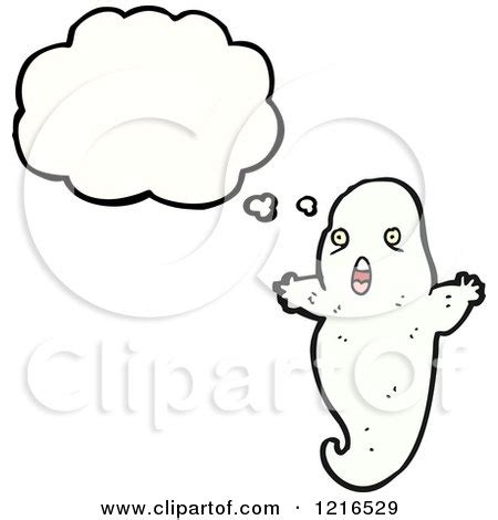 Cartoon of a Ghost Thinking - Royalty Free Vector Illustration by lineartestpilot #1216529