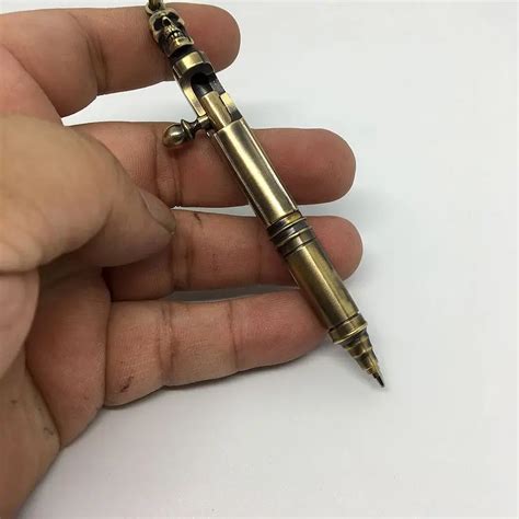 Aliexpress.com : Buy EDC Mini Keychain Pen Brass Skull Portable Pocket Pen Creative Retro Bolt ...
