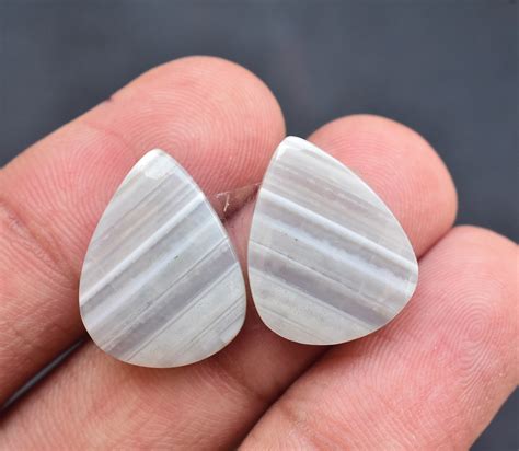 White Banded Agate Pair Cabochon / White Banded Agate Pair | Etsy