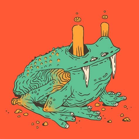 Demon Frog Illustration by Alexis Politz Jungle Illustration, Halloween Illustration, Frog ...