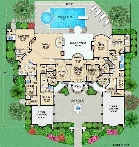 Pin by Nicole V on Dream Home Features | Mansion floor plan, House plans mansion, Luxury floor plans