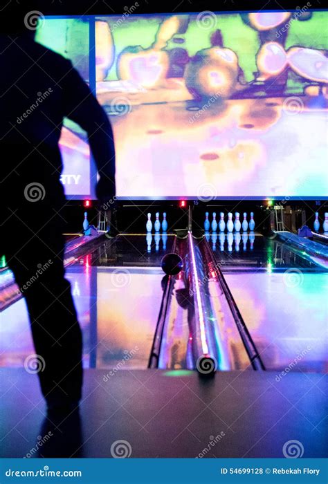 Bowling Alley stock photo. Image of neon, ball, silhouette - 54699128