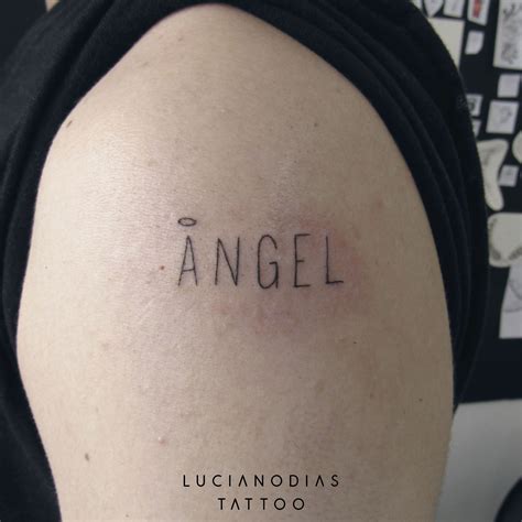 Angel lettering tattoo made by me at the Black Box Studio. | Tatuagem piercing, Tatuagens ...