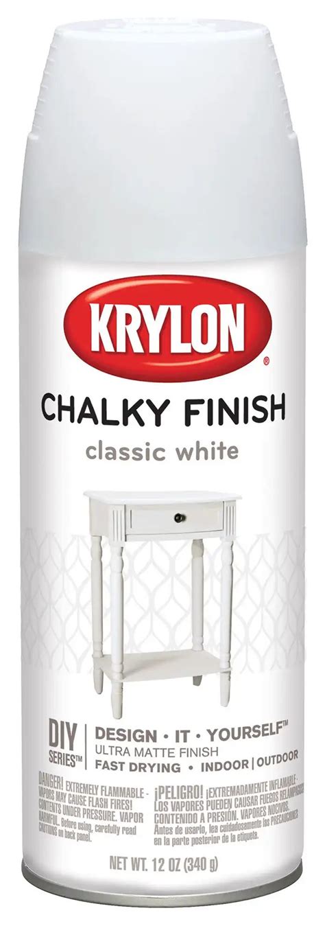Krylon K04101000 DIY Series Chalky Finish Spray Paint Classic White 12 Ounce (724504041016-1)
