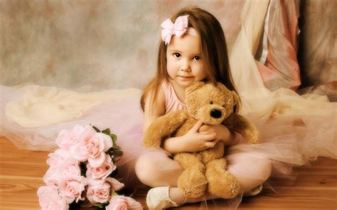 Girl Teddy Bear Roses Mood Cute Magazine HD desktop wallpaper ...