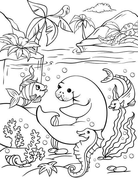 2 pages coloring with sea animals digital coloring for kids | Etsy