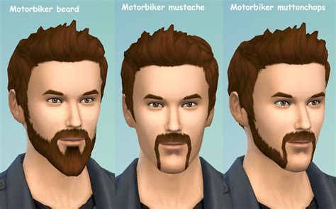 Mod The Sims - Motorbiker beard mustache and muttonchops.