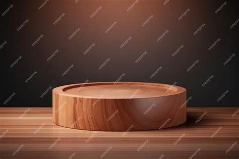 Premium AI Image | Elegant Luxury Wood Showcase A Round Wooden Podium for Product Presentation ...