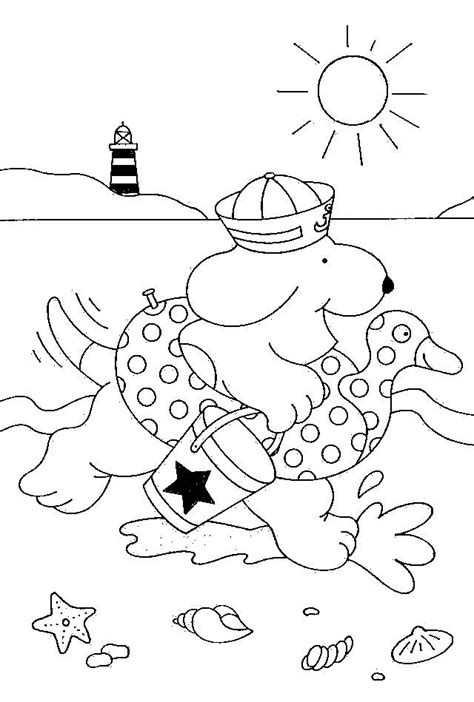 kleurplaat Dribbel op het strand Kids-n-Fun | More colouring | Coloring pages, Summer activities ...