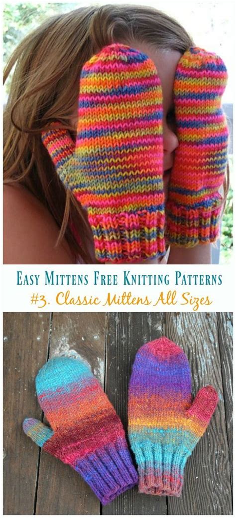 Knitting Patterns Gloves Classic Mittens All Sizes Knitting Free Pattern - Easy #Mittens F ...