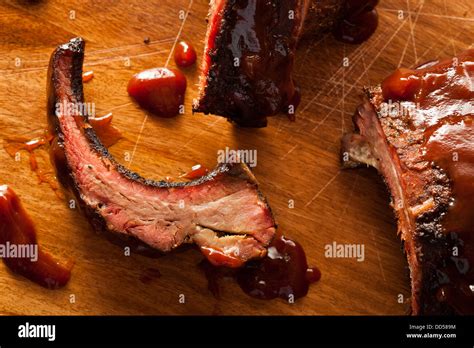 Smoked Barbecue Pork Spare Ribs with Sauce Stock Photo - Alamy