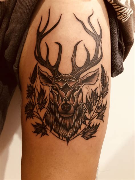 Custom stag tattoo on the thigh | Tattoos, Stag tattoo, Thigh tattoo