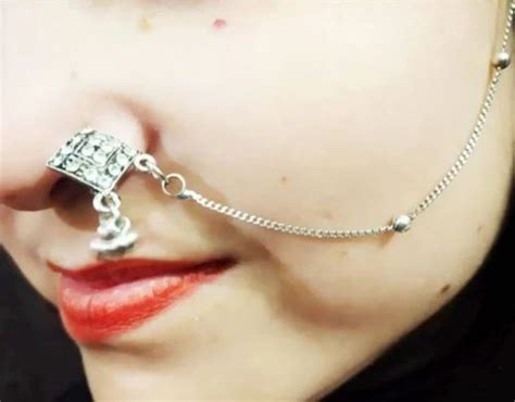 Party Wear Nose Pin With Chain Link For Women & Girls at Rs 552.00 ...