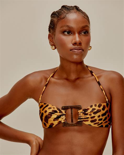 Bikini Top Top Faixa Lateral Onca Amarelo - Nhãn hiệu Agua de Coco