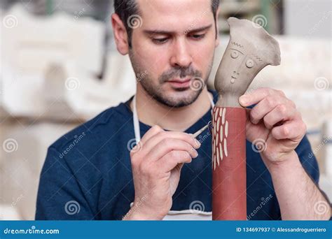 Artist Shaping Clay Sculpture Stock Image - Image of business, pottery ...