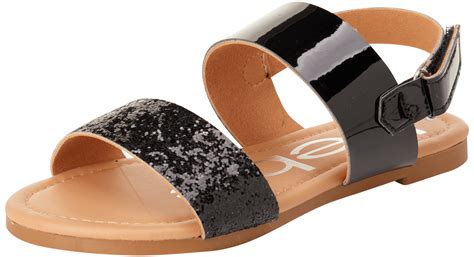 bebe Girls’ Sandal – Two Strapped Patent Leatherette Glitter Sandals ...