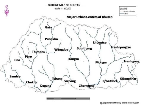 Karma Wangda (Tokorongpa): OUTLINE MAP OF BHUTAN SHOWING 20 DZONGKHAGS