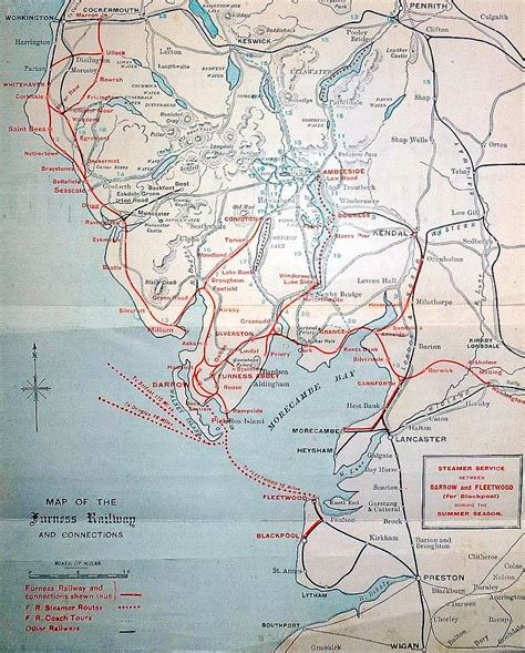 Furness Railway Map | 1907 ...Old Map of Furness Railway | Harvey ...