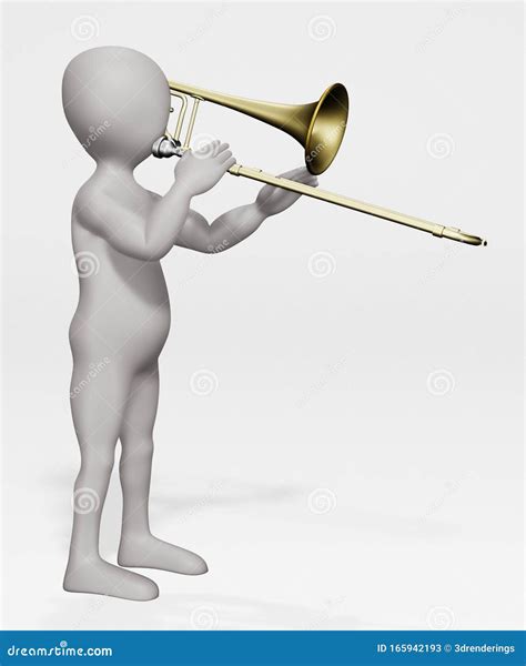 Render of Cartoon Character with Bass Trombone Stock Illustration - Illustration of human ...