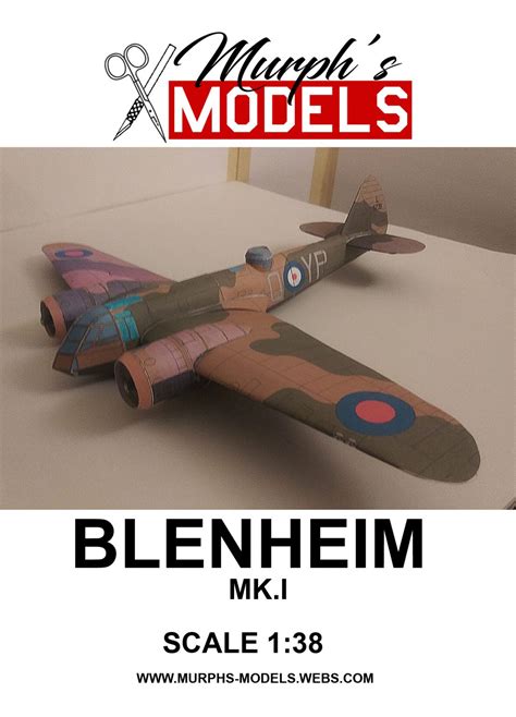 1/38 Bristol Blenheim Mark I RAF Bomber Paper Model - EcardModels