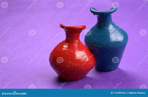 Beautiful Empty Decorative Ceramic Pots. Stock Photo - Image of clay, colorful: 172459162