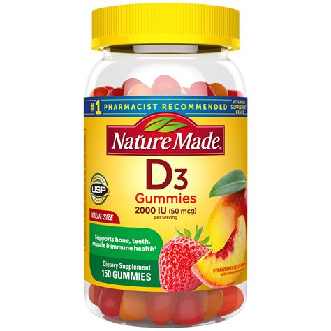 Nature Made Vitamin D3, 150 Gummies, Vitamin D 2000 IU (50 mcg), Vitamin D Gummies For Adults ...