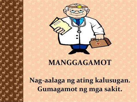 MANGGAGAMOT Nag-aalaga ng ating kalusugan. Gumagamot ng mga sakit. | Community helpers preschool ...