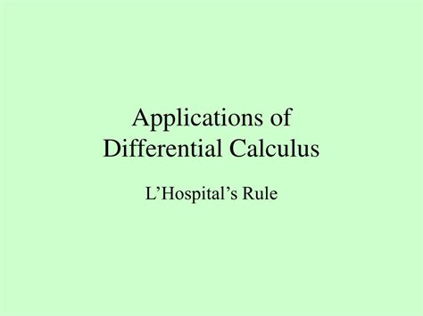 PPT - Applications of Differential Calculus PowerPoint Presentation, free download - ID:5604211