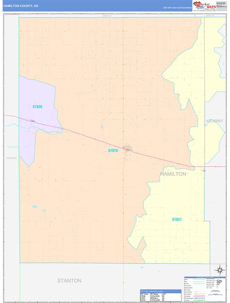 Hamilton County, KS Wall Map Color Cast Style by MarketMAPS - MapSales.com