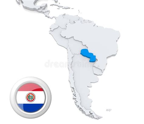 Paraguay on a Map of South America Stock Illustration - Illustration of background, flag: 118589693